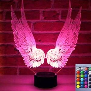 BNIB 3D Angel Wing Night Light Optical Illusion Led Lamp 16 Colors Changing